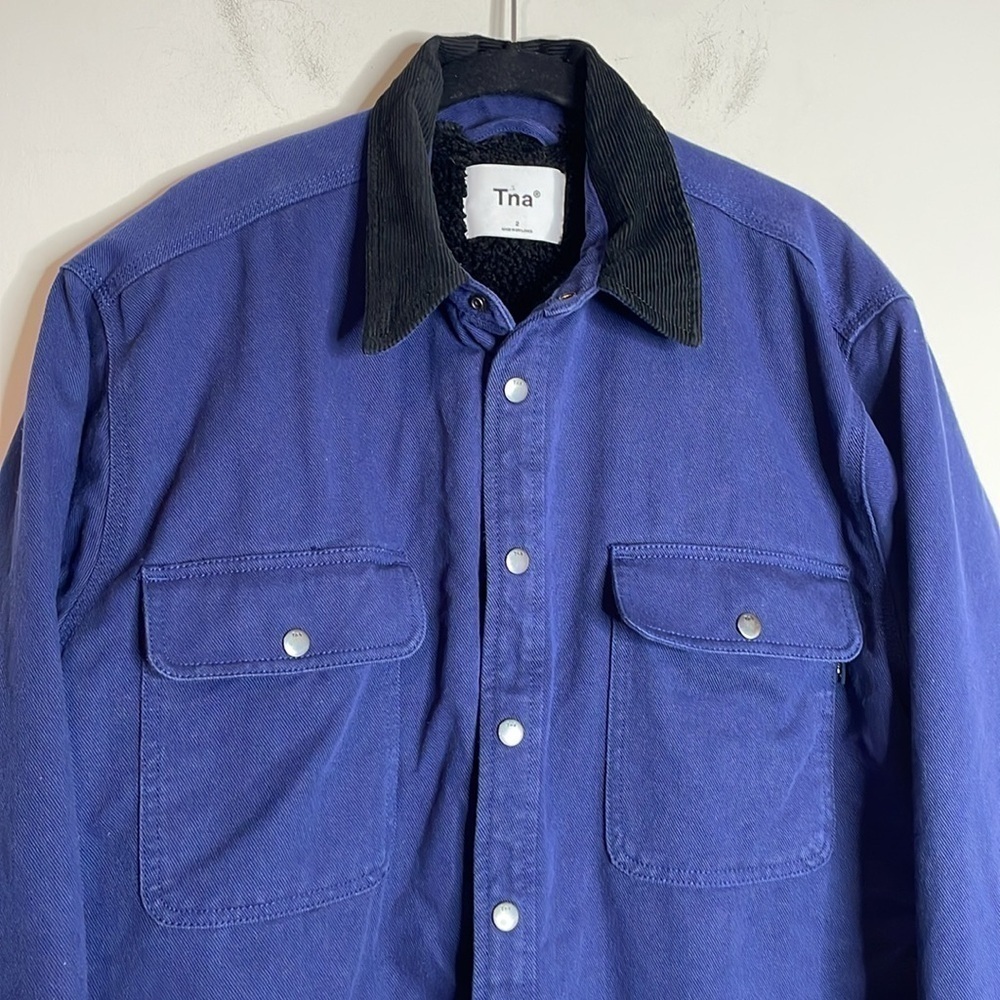TNA | Women’s Blue Turner Shirt Jacket Lined Thick Material Size 2 Medium - Picture 3 of 7